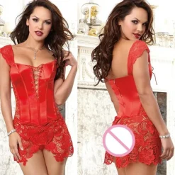 Pleather & Lace Corset Dress (Up to 6XL)