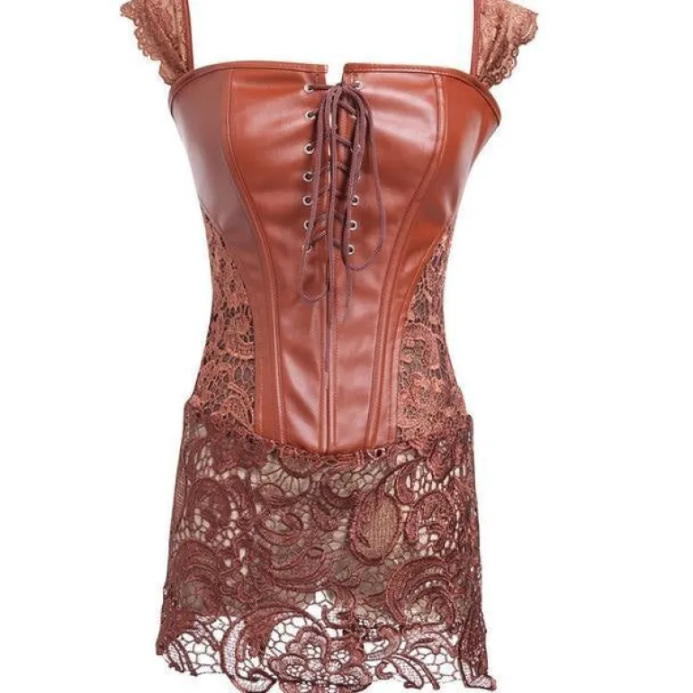 Pleather & Lace Corset Dress (Up to 6XL)
