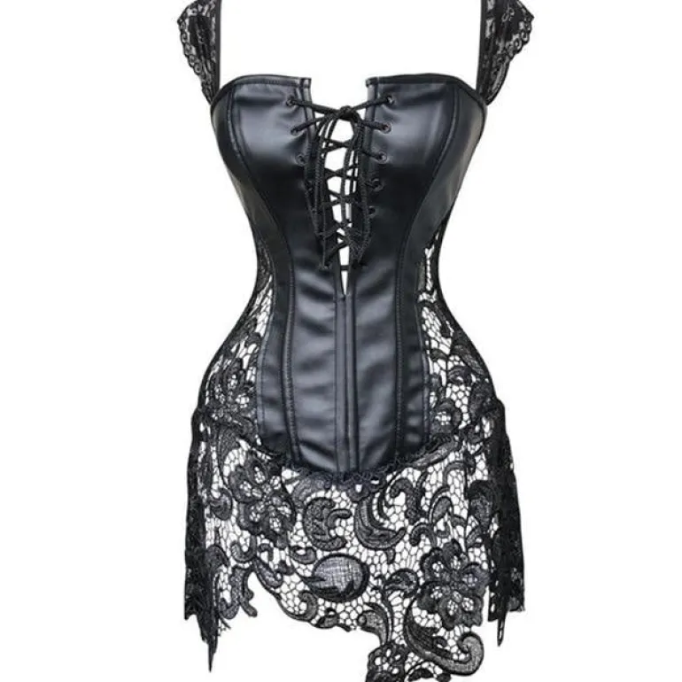Pleather & Lace Corset Dress (Up to 6XL)