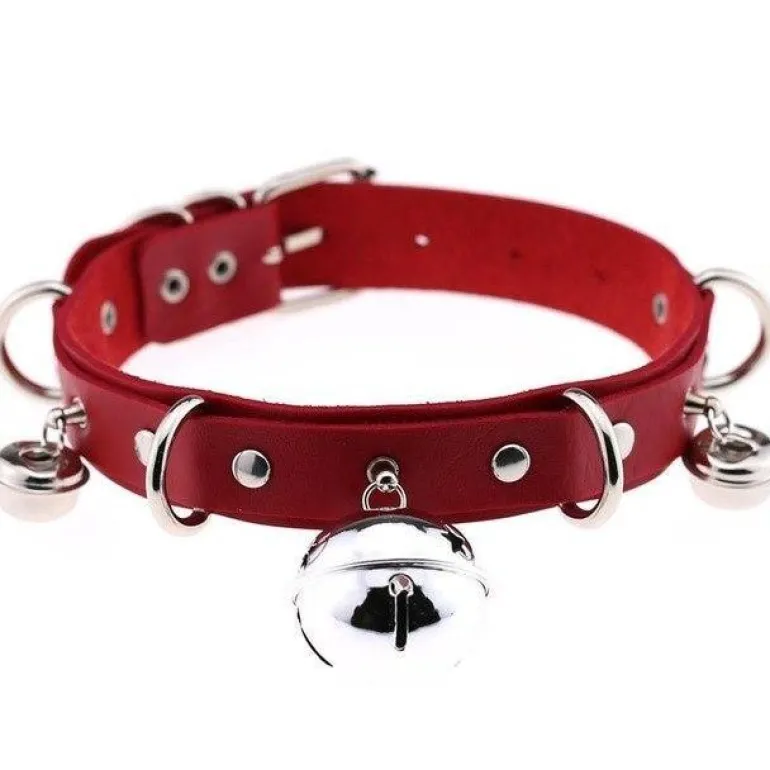 Pleather Cat Bell Collar