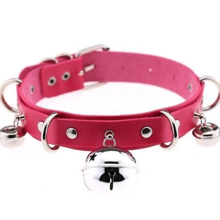 Pleather Cat Bell Collar