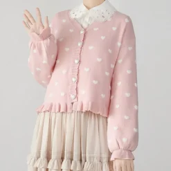 Polkadot Heart Knit Cardigan