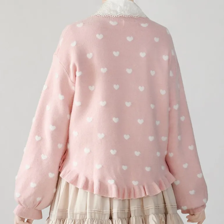 Polkadot Heart Knit Cardigan