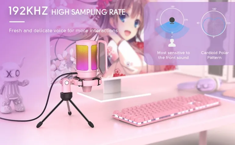 Professional Pink Streaming Microphone