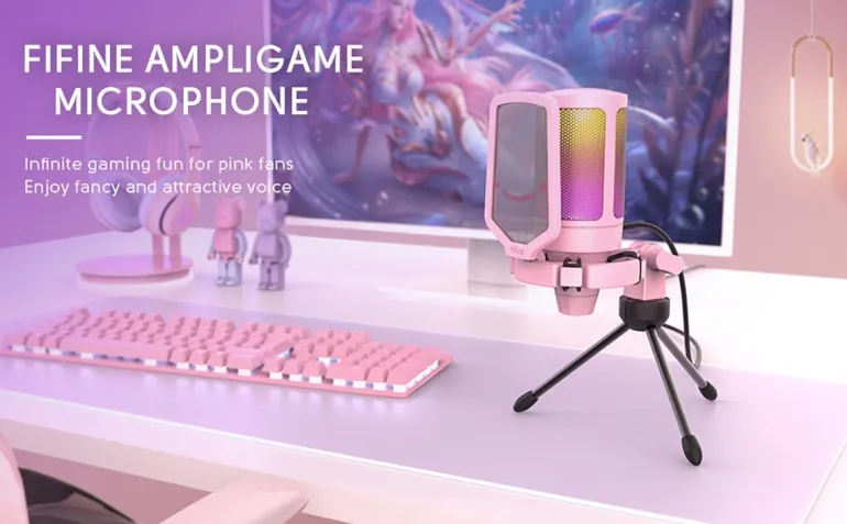 Professional Pink Streaming Microphone