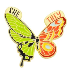 Pronoun Butterfly Enamel Pins