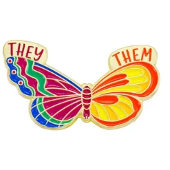 Pronoun Butterfly Enamel Pins