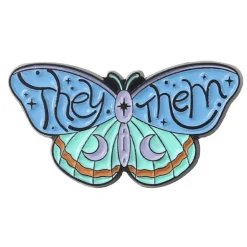 Pronoun Butterfly Enamel Pins