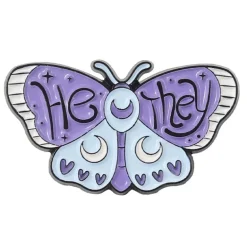 Pronoun Butterfly Enamel Pins