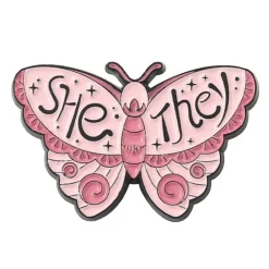 Pronoun Butterfly Enamel Pins
