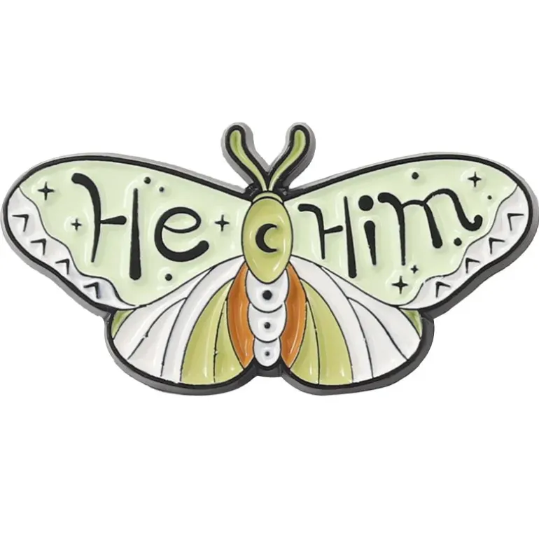 Pronoun Butterfly Enamel Pins