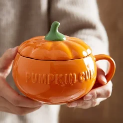 Pumpkin Ceramic Mug With Lid