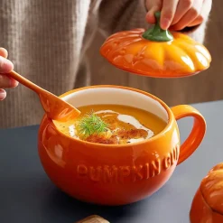 Pumpkin Ceramic Mug With Lid