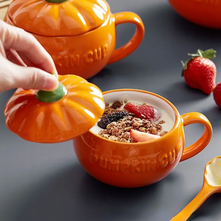 Pumpkin Ceramic Mug With Lid