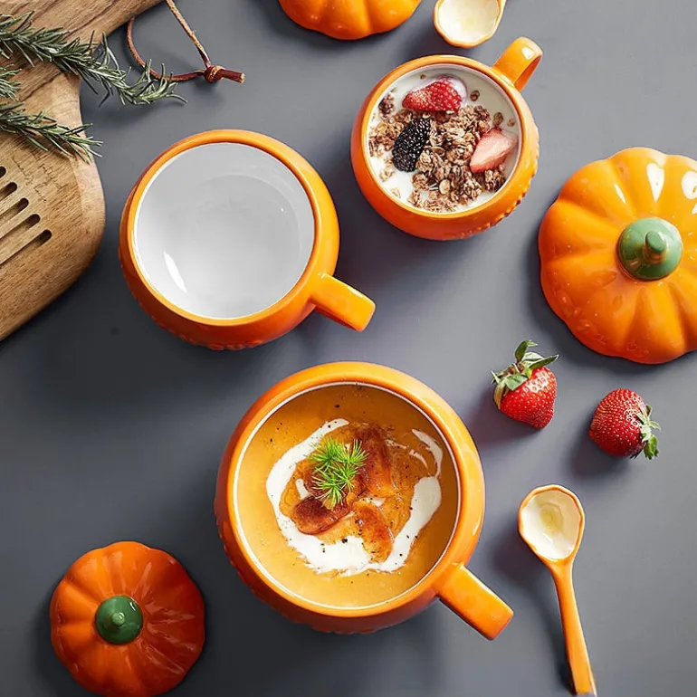 Pumpkin Ceramic Mug With Lid