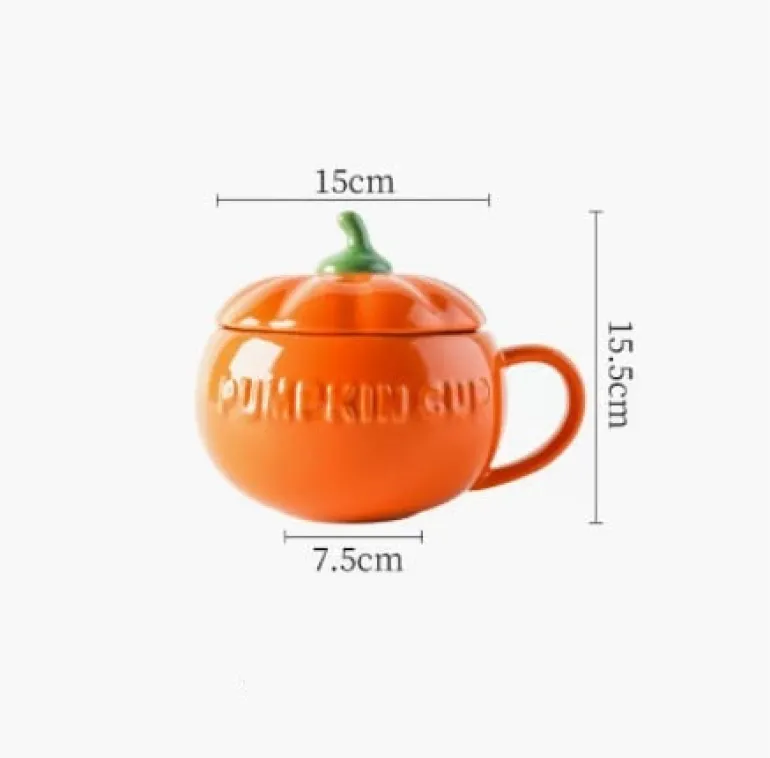 Pumpkin Ceramic Mug With Lid