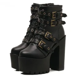 Punk Rock Buckle Boots