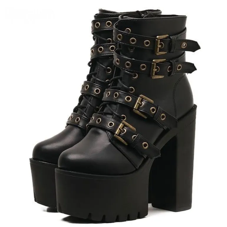 Punk Rock Buckle Boots