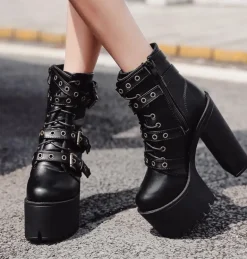 Punk Rock Buckle Boots