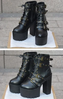 Punk Rock Buckle Boots