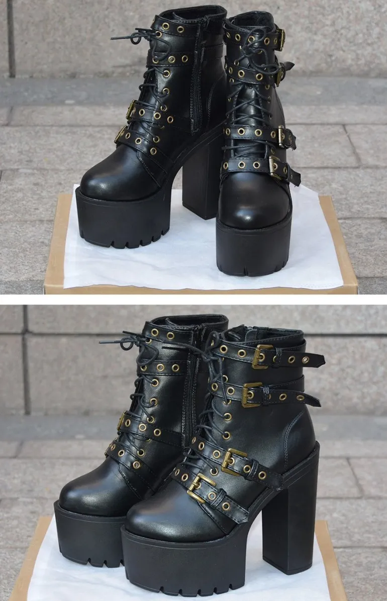 Punk Rock Buckle Boots