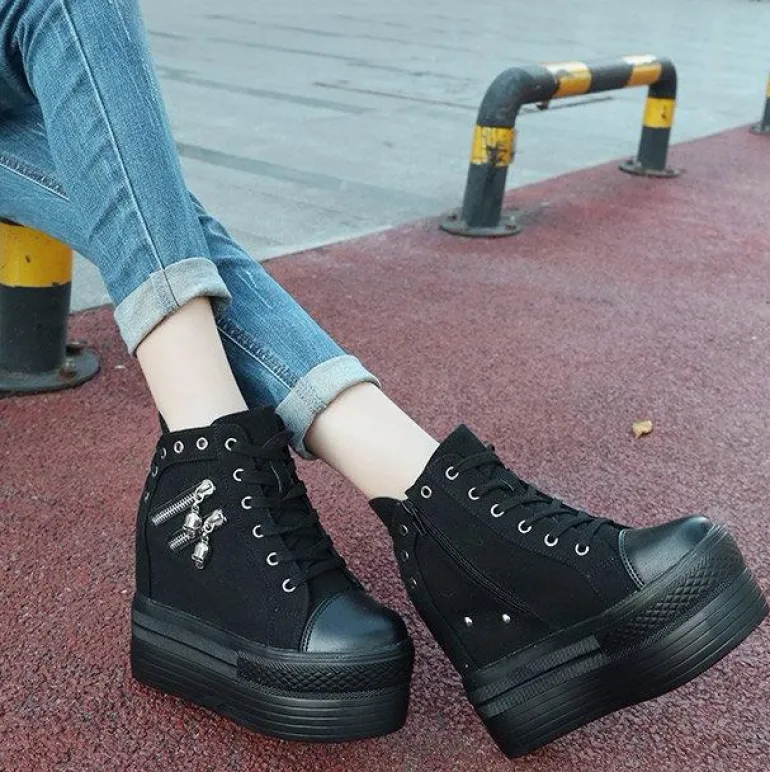 Punk Zipper Corset Shoes