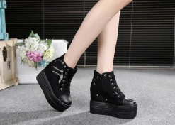 Punk Zipper Corset Shoes