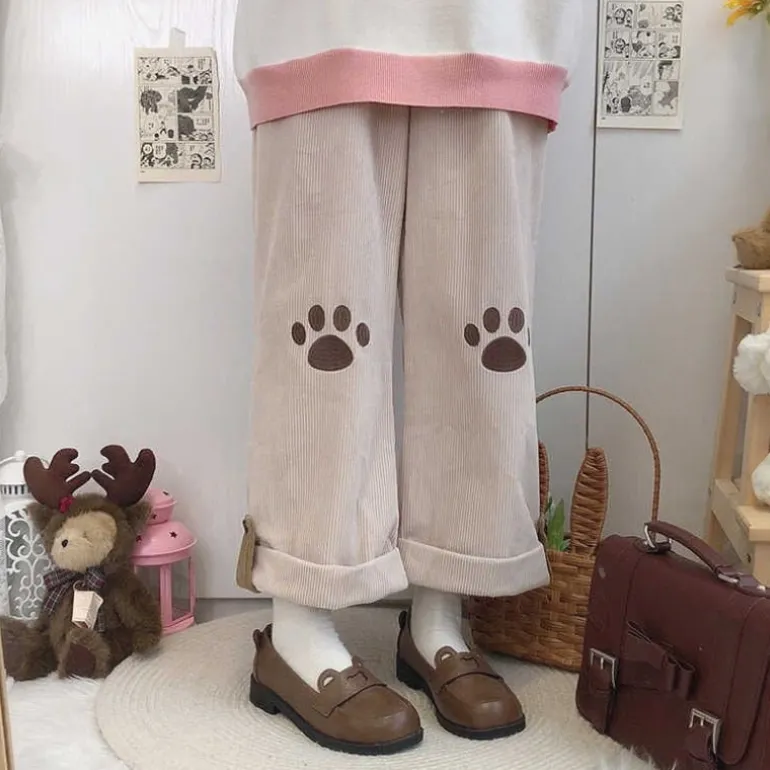 Puppy Paw Print Corduroy Pants