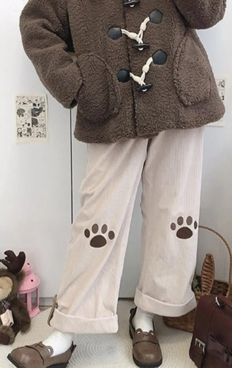 Puppy Paw Print Corduroy Pants
