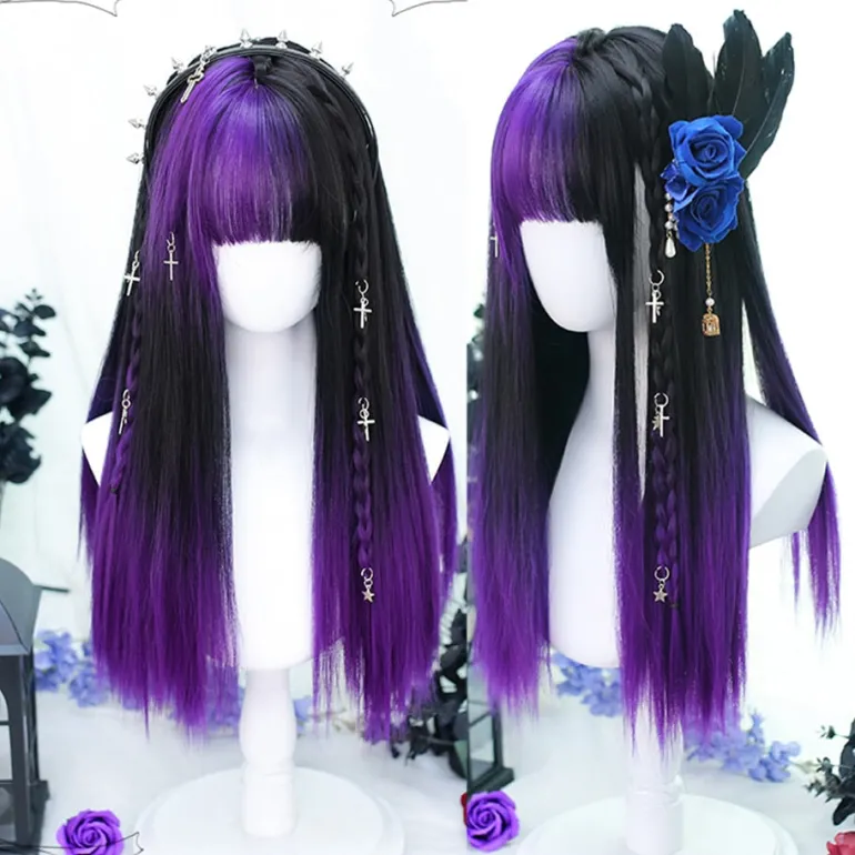 Purple & Black Split Cosplay Wig