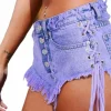 Purple Corset Jean Shorts