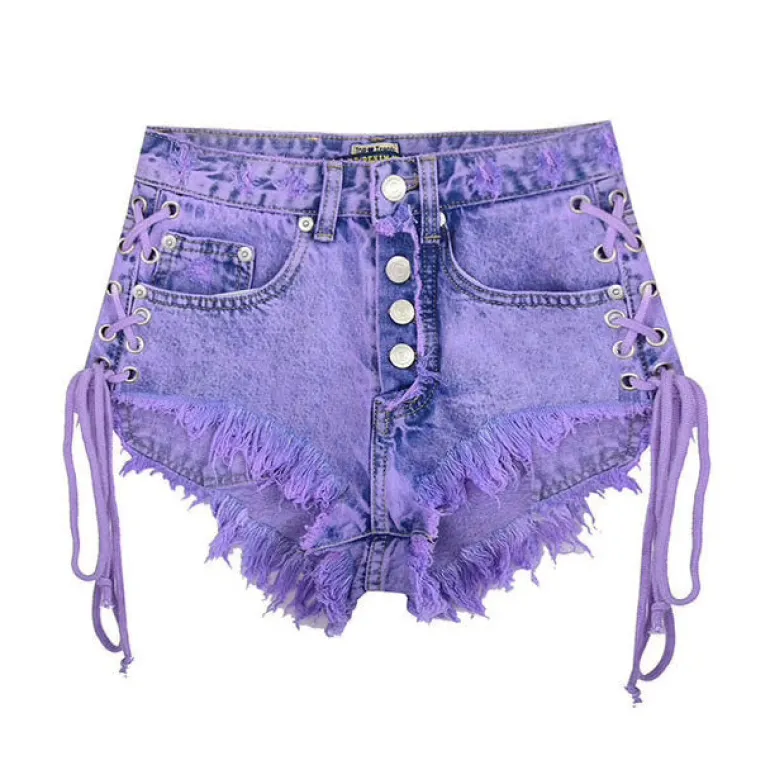 Purple Corset Jean Shorts