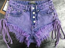Purple Corset Jean Shorts