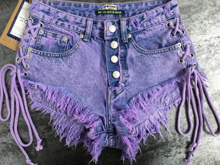 Purple Corset Jean Shorts