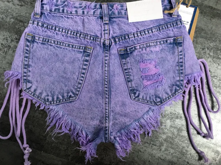 Purple Corset Jean Shorts