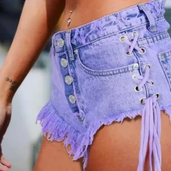 Purple Corset Jean Shorts