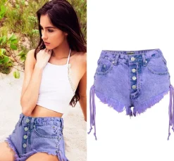 Purple Corset Jean Shorts