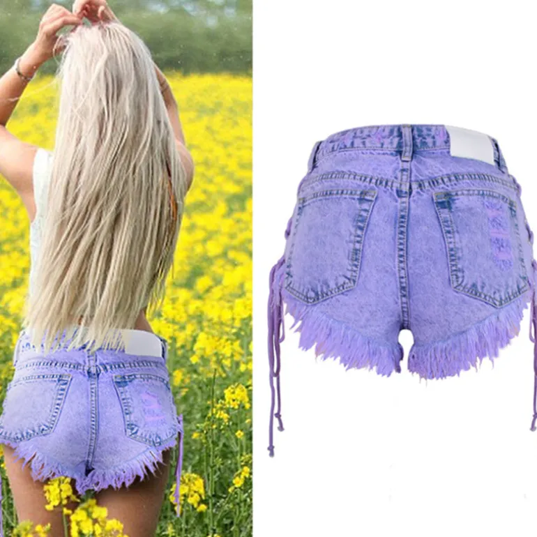 Purple Corset Jean Shorts