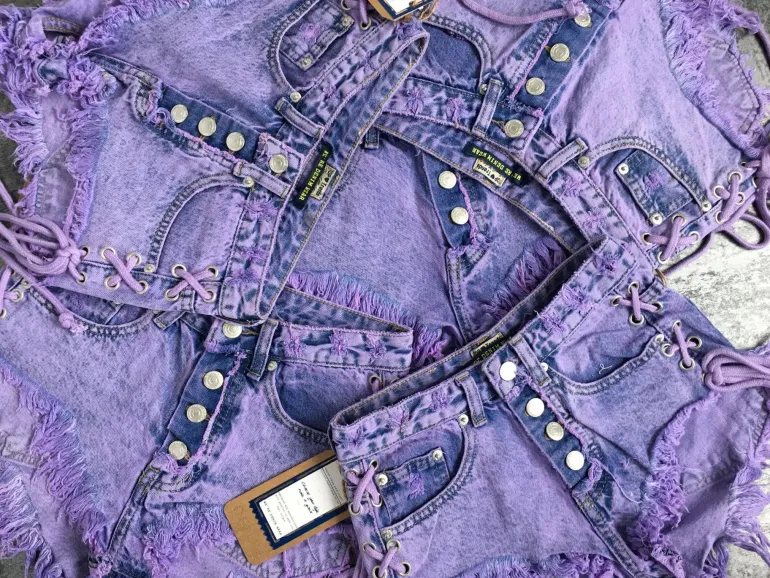 Purple Corset Jean Shorts