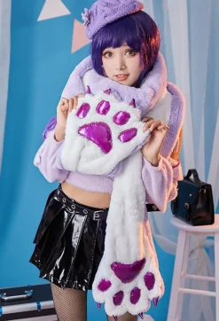 Purple Paw Plush Scarf