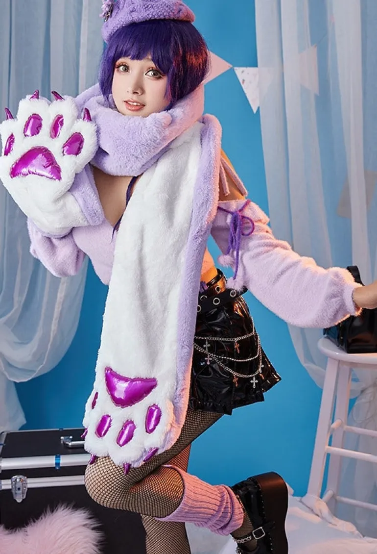 Purple Paw Plush Scarf