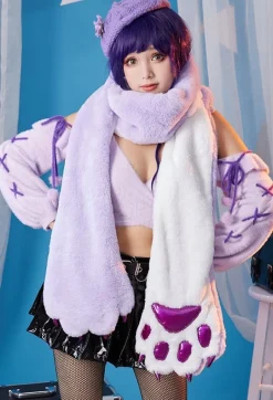 Purple Paw Plush Scarf