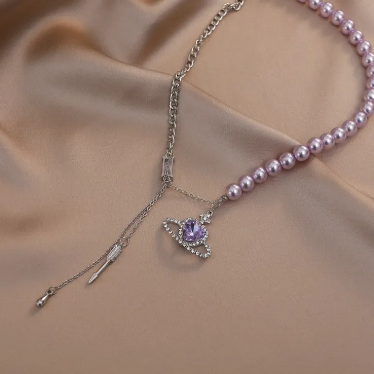 Purple Saturn Love Necklace