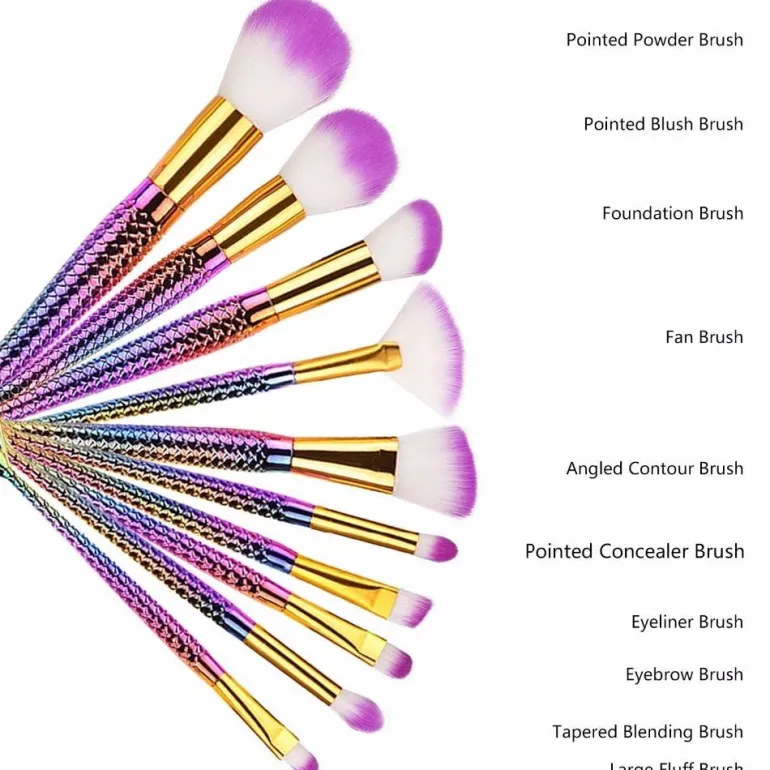 Rainbow Mermaid Makeup Brush Set