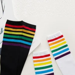 Rainbow Striped Pride Knee Socks
