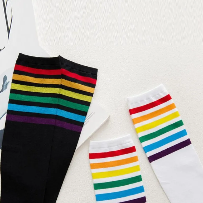 Rainbow Striped Pride Knee Socks