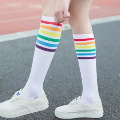 Rainbow Striped Pride Knee Socks