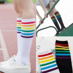 Rainbow Striped Pride Knee Socks