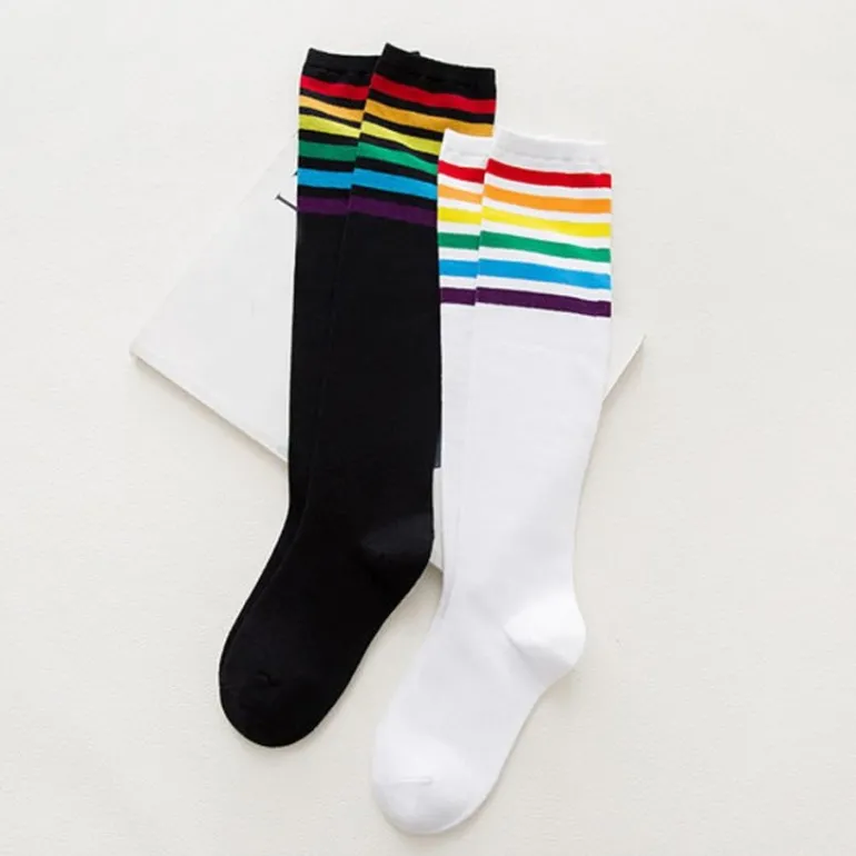 Rainbow Striped Pride Knee Socks
