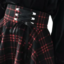 Red Plaid Skirt (Up to 4XL)